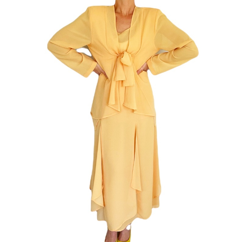 Vintage Moonlight yellow matching three piece skirt set size medium